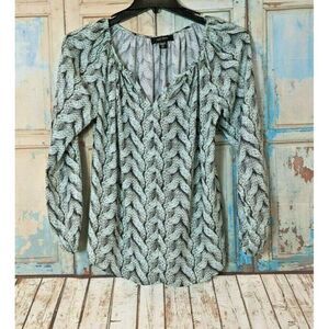 Karen Kane Womens Size XS Gray Cable Knit Print Long Sleeves Pullover Blouse Top